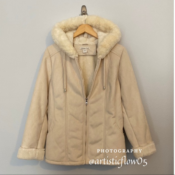 Coldwater Creek White & Cream Faux Suede Coat - Picture 6 of 7